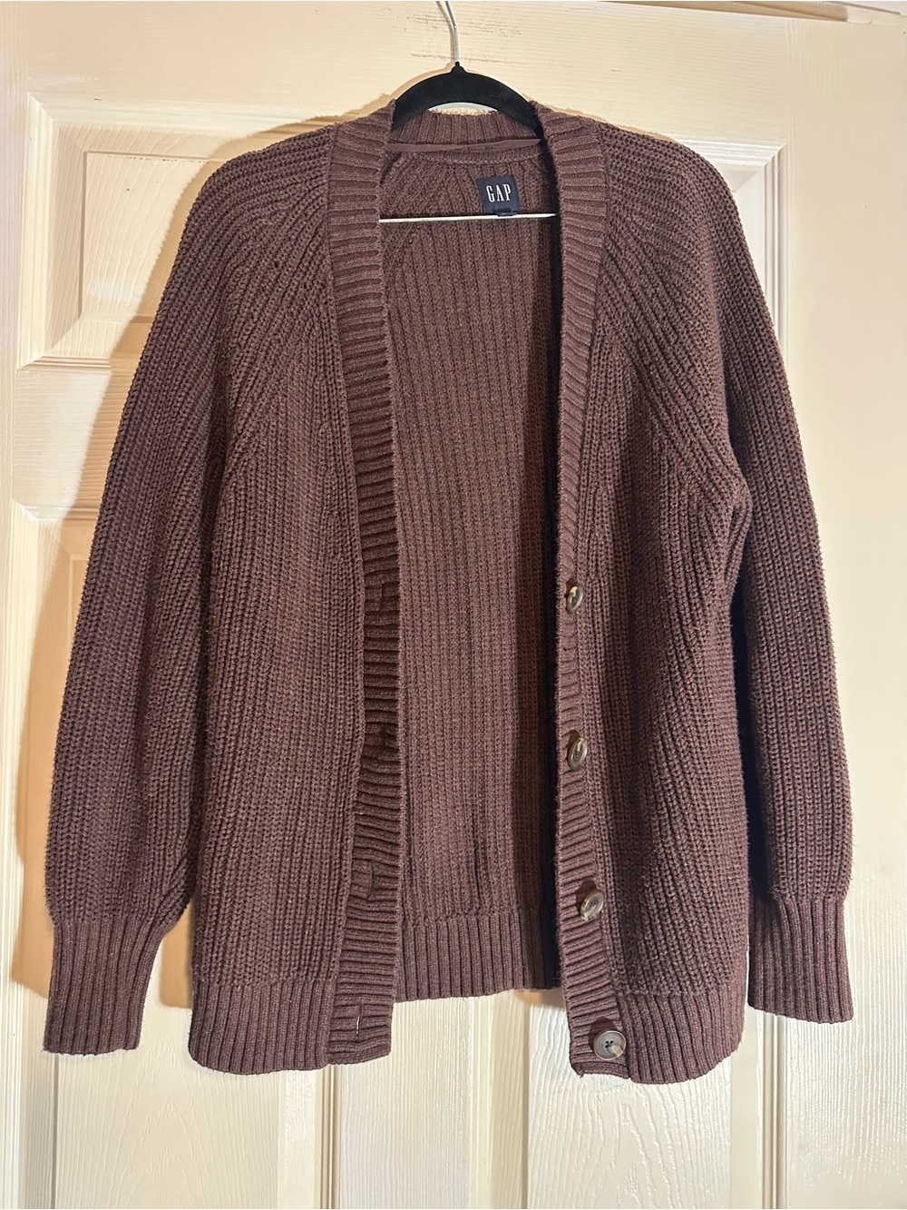 GAP Brown Ribbed Button-Front Women's Cardigan